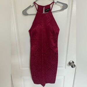 Sequin Hearts Red Halter Bodycon Dress